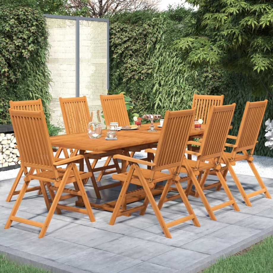vidaXL 9-delige Tuinset massief acaciahout 160-240 cm afbeelding 1