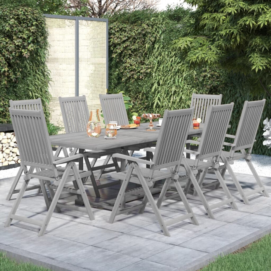 vidaXL 9-delige Tuinset massief acaciahout afbeelding 1