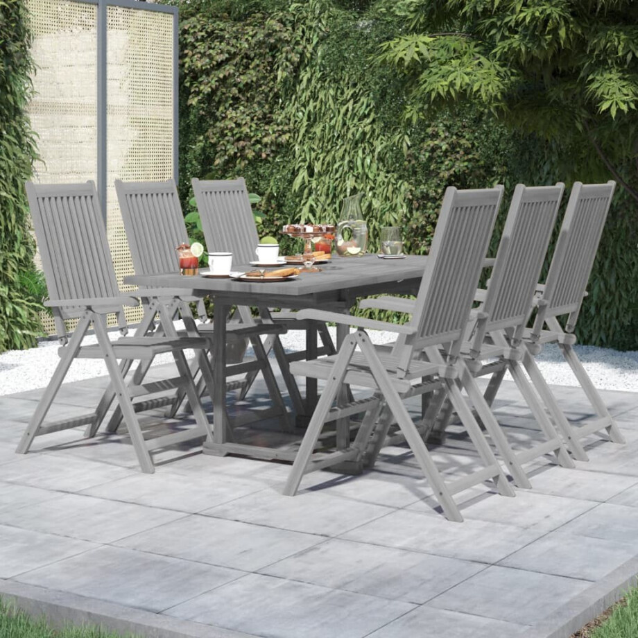 vidaXL 7-delige Tuinset massief acaciahout afbeelding 1