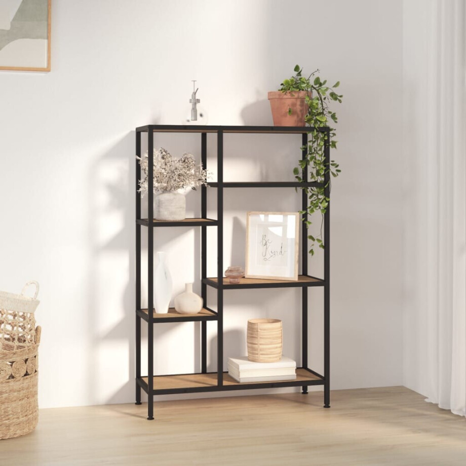vidaXL Boekenkast 80x30x120 cm staal en bewerkt hout afbeelding 1