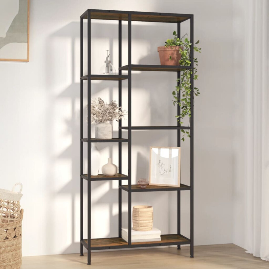 vidaXL Boekenkast 80x30x180 cm staal en bewerkt hout afbeelding 1