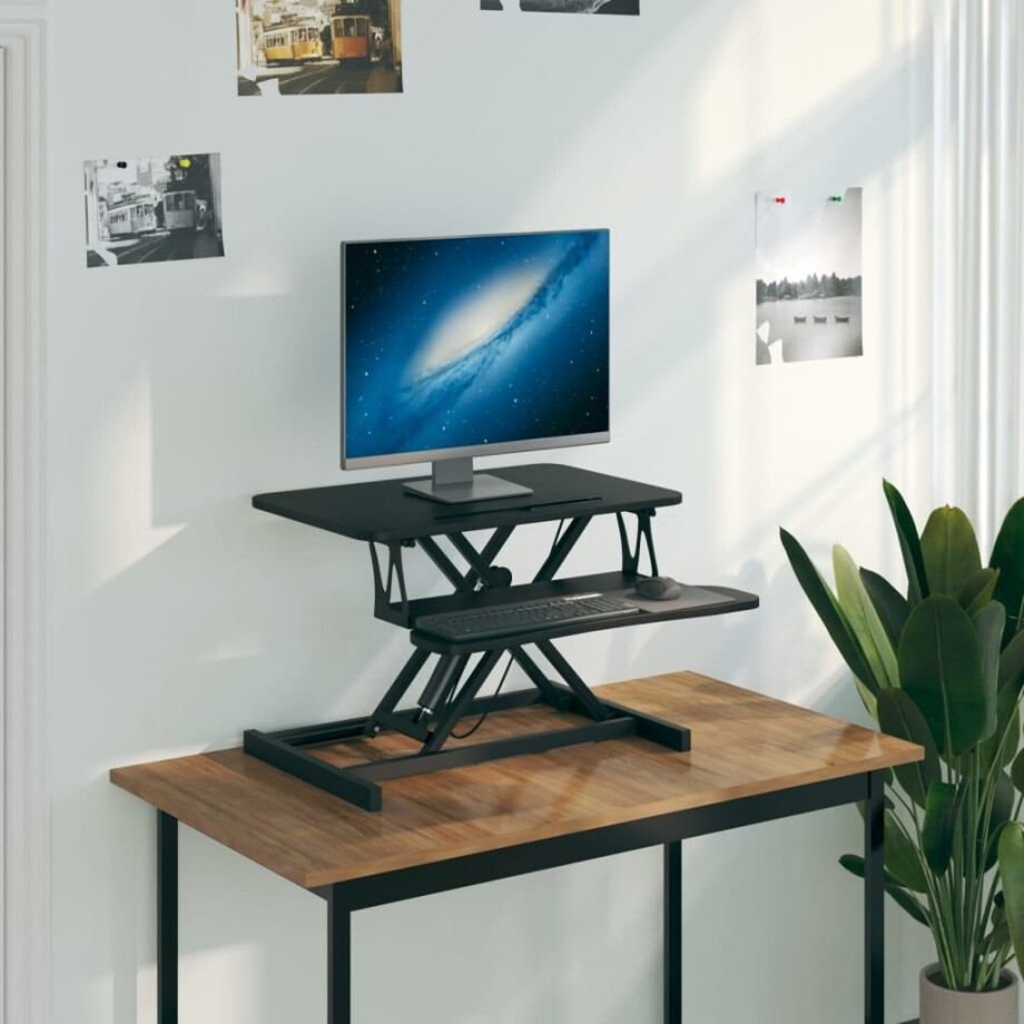 vidaXL Bureau verstelbaar 60x40x(13-41,5) cm staal en bewerkt hout afbeelding 1