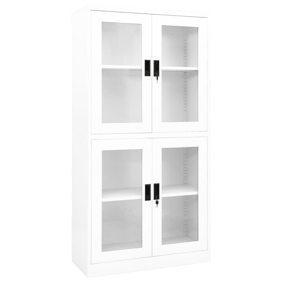 vidaXL Kantoorkast 90x40x180 cm staal en gehard glas wit vidaXL Kantoorkast 90x40x180 cm staal en gehard glas wit afbeelding 1