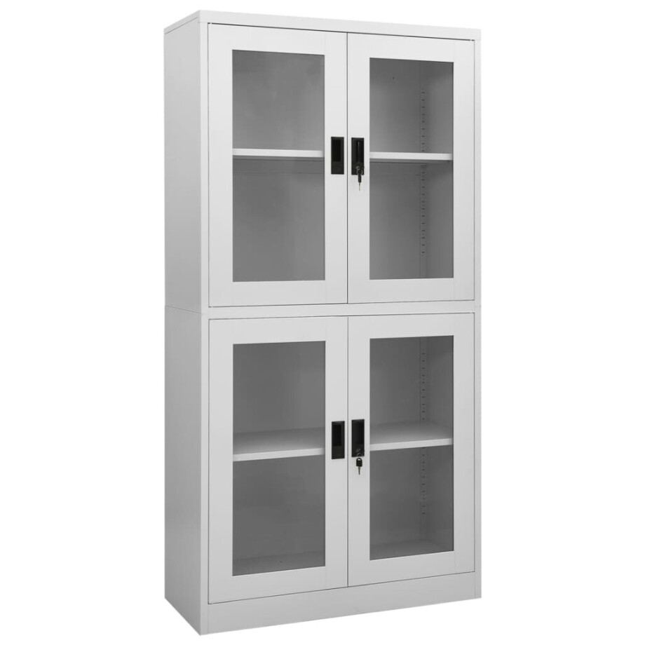 vidaXL Kantoorkast 90x40x180 cm staal en gehard glas lichtgrijs vidaXL Kantoorkast 90x40x180 cm staal en gehard glas lichtgrijs afbeelding 1