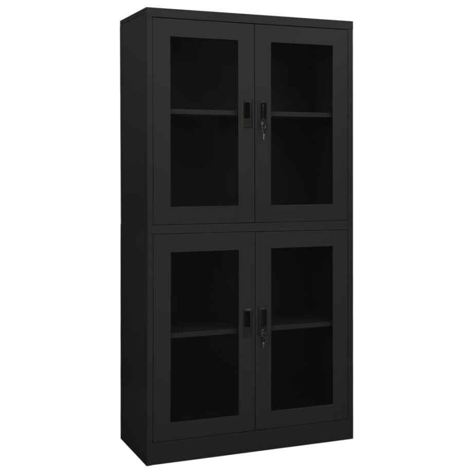 vidaXL Kantoorkast 90x40x180 cm staal en gehard glas antracietkleurig vidaXL Kantoorkast 90x40x180 cm staal en gehard glas antracietkleurig afbeelding 1