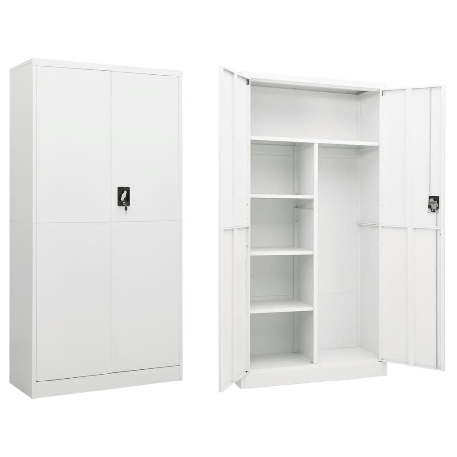 vidaXL Lockerkast 90x40x180 cm staal wit afbeelding 1