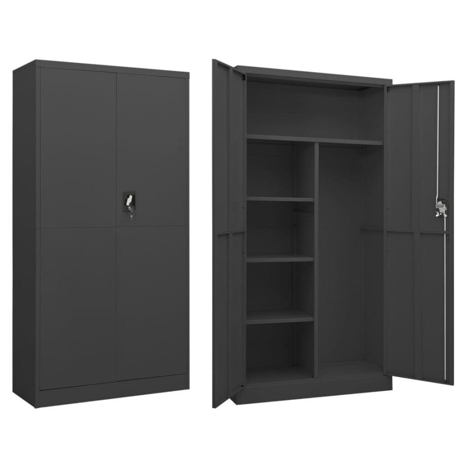 vidaXL Lockerkast 90x40x180 cm staal antracietkleurig vidaXL Lockerkast 90x40x180 cm staal antracietkleurig afbeelding 1
