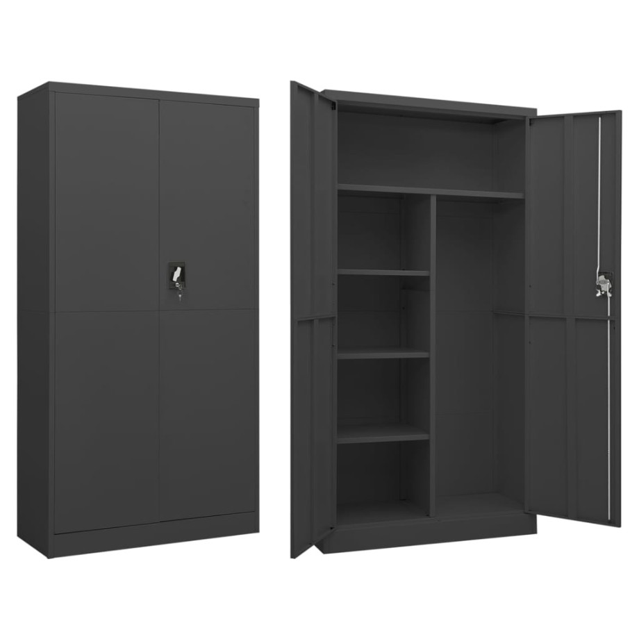 vidaXL Lockerkast 90x40x180 cm staal antracietkleurig afbeelding 1