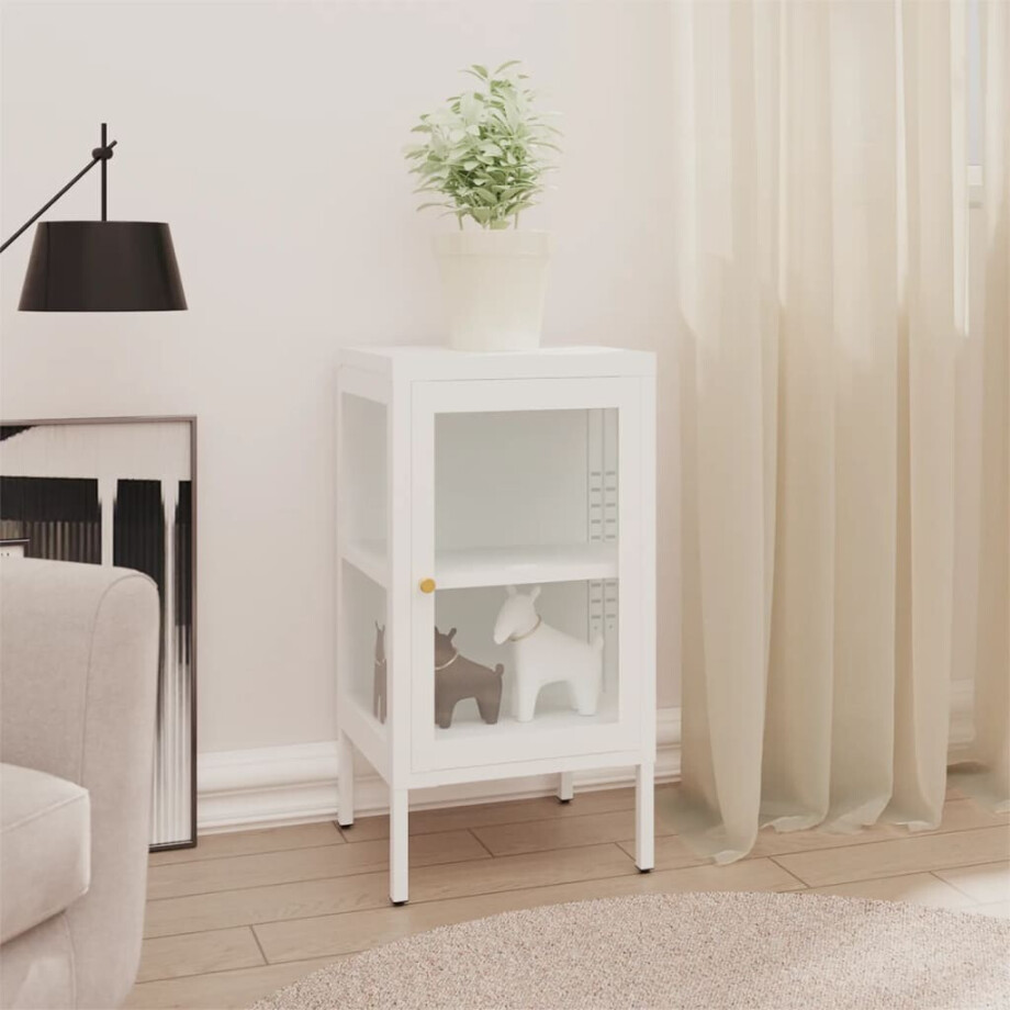 vidaXL Dressoir 38x35x70 cm metaal en glas afbeelding 1