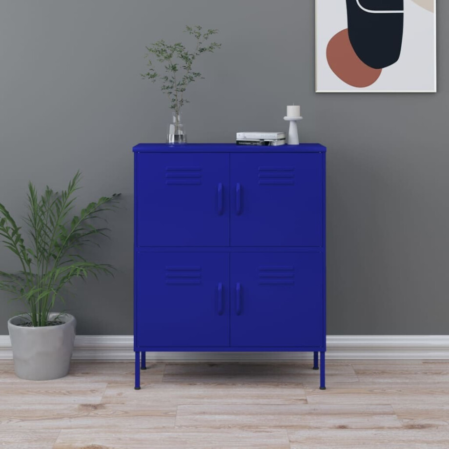 vidaXL Opbergkast 80x35x101,5 cm staal marineblauw afbeelding 1
