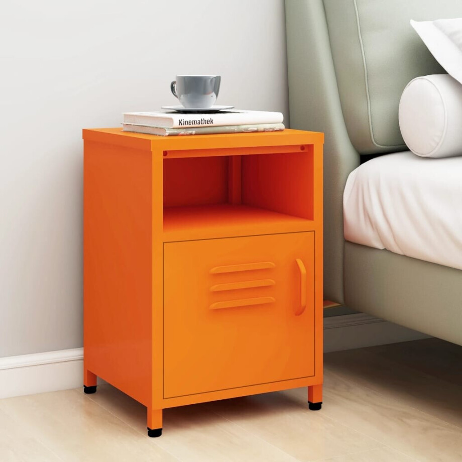 vidaXL Nachtkastje 35x35x51 cm staal oranje afbeelding 1