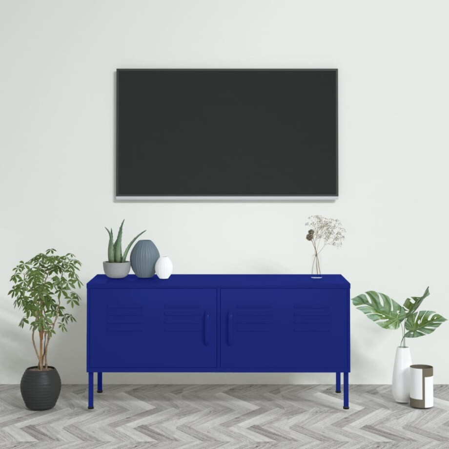 vidaXL Tv-meubel 105x35x50 cm staal marineblauw afbeelding 1