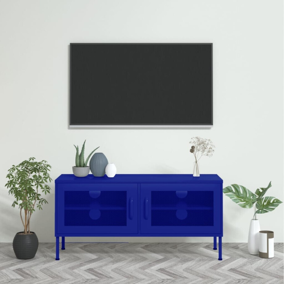 vidaXL Tv-meubel 105x35x50 cm staal marineblauw afbeelding 1