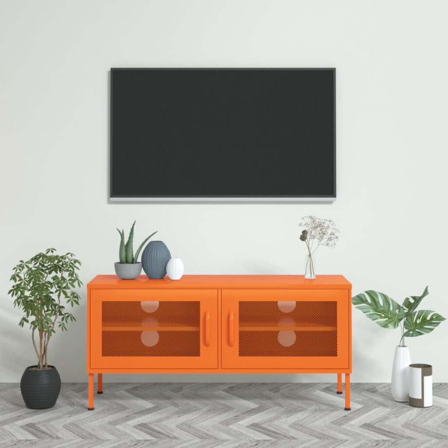 vidaXL Tv-meubel 105x35x50 cm staal oranje afbeelding 1