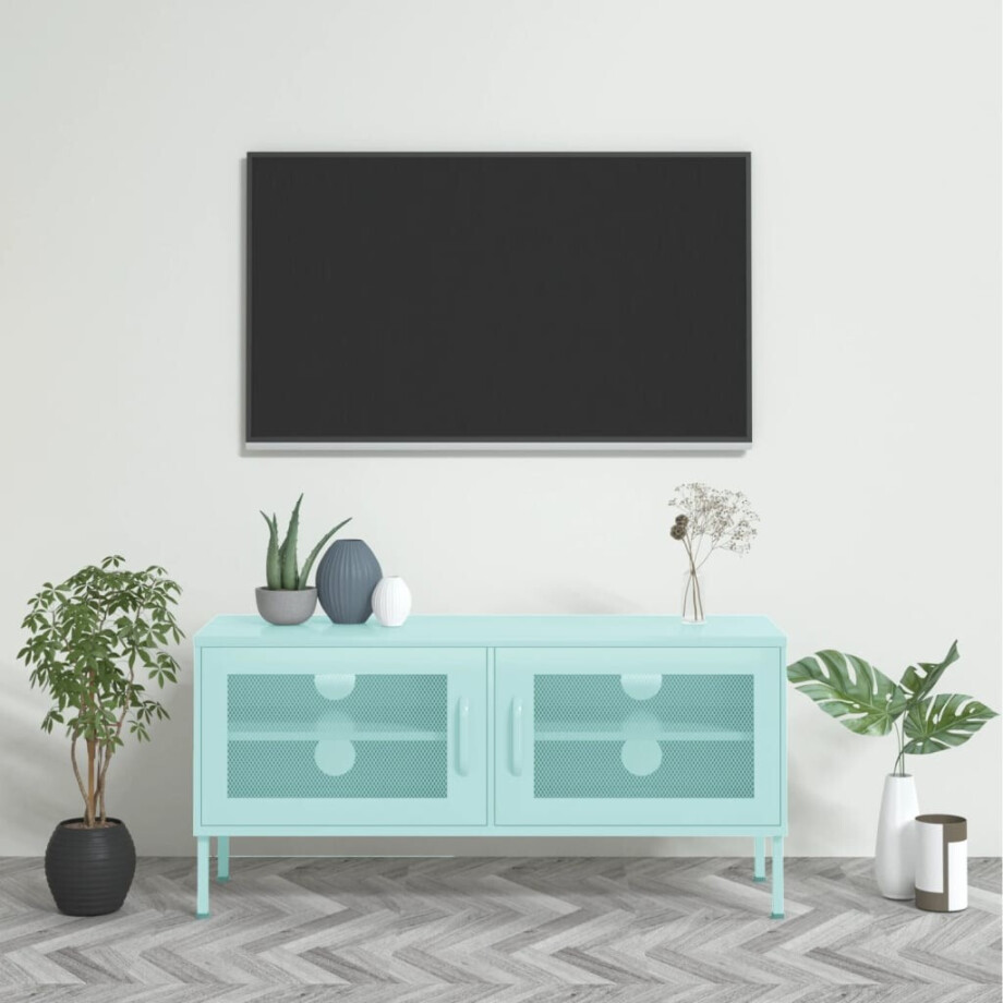 vidaXL Tv-meubel 105x35x50 cm staal mintkleurig afbeelding 1