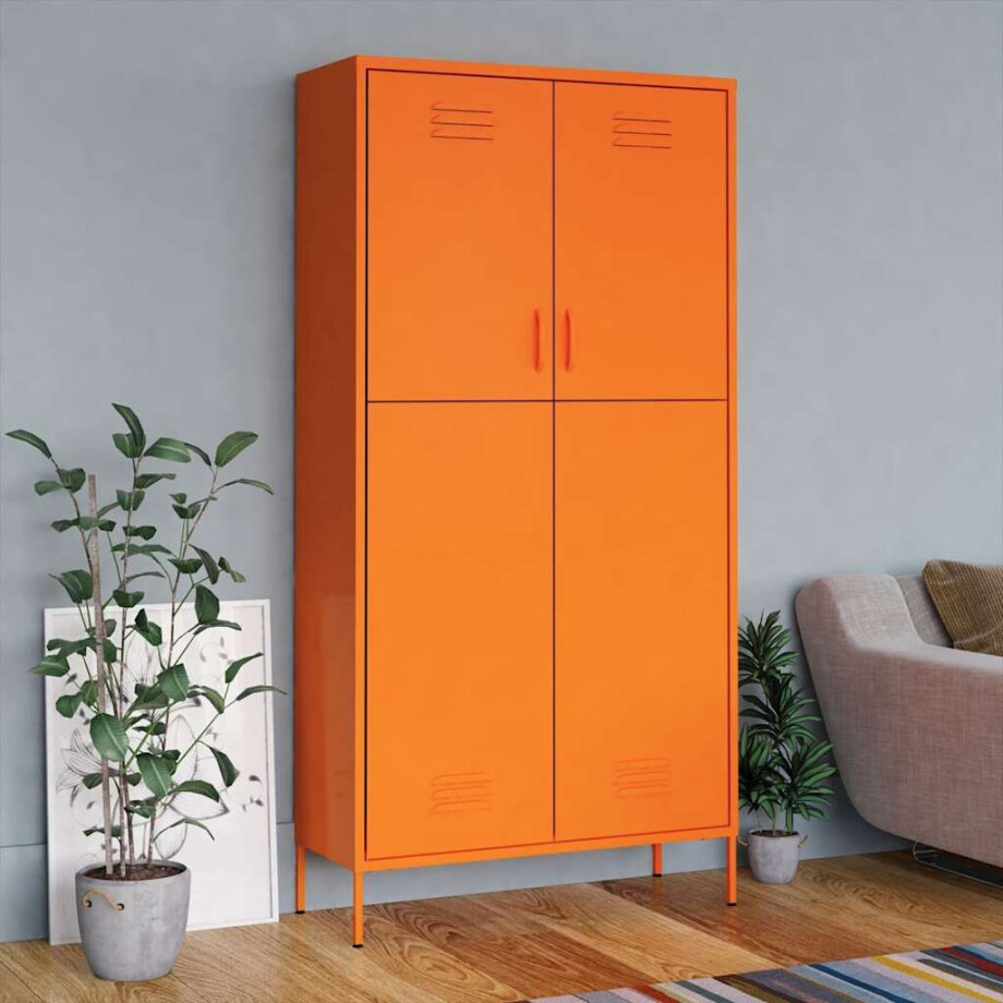 vidaXL Kledingkast 90x50x180 cm staal oranje afbeelding 1