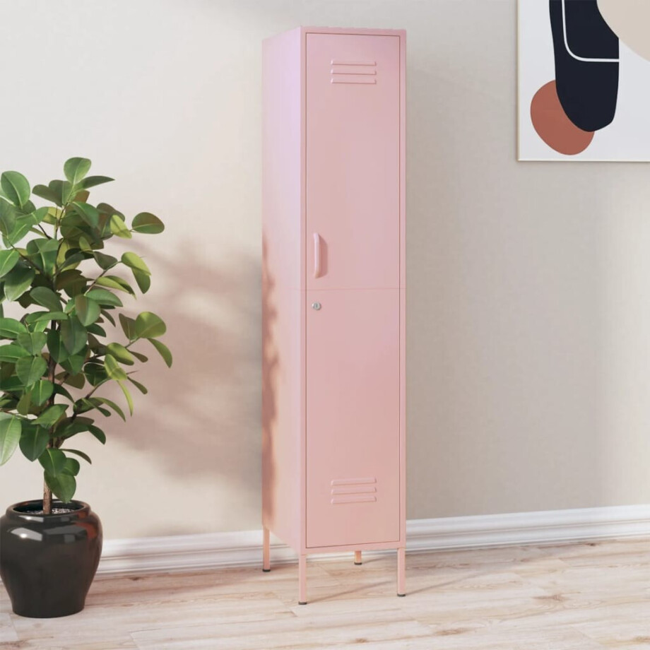 vidaXL Lockerkast 35x46x180 cm staal roze afbeelding 1