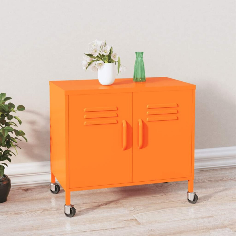 vidaXL Opbergkast 60x35x56 cm staal oranje afbeelding 1