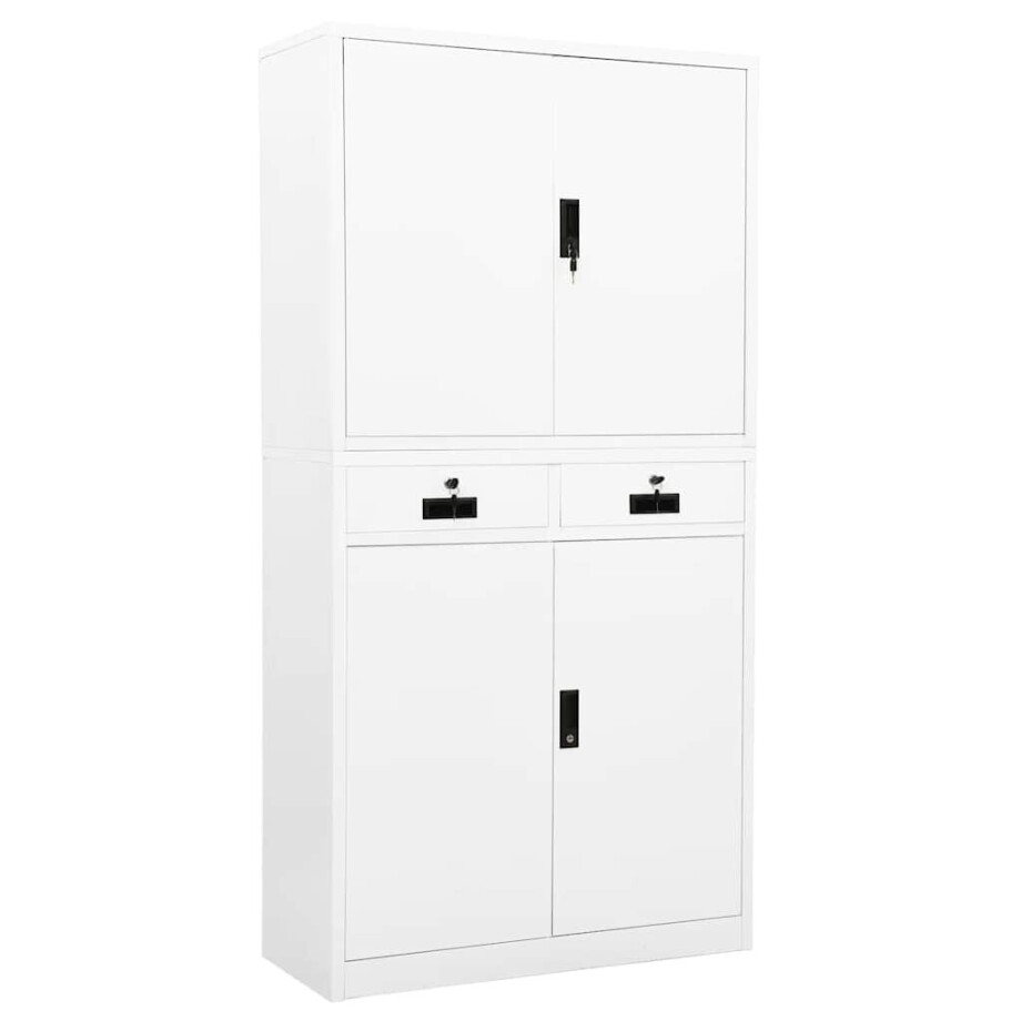 vidaXL Kantoorkast 90x40x180 cm staal wit afbeelding 1