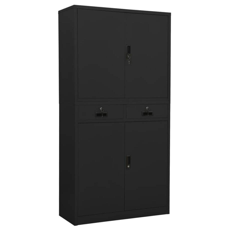 vidaXL Kantoorkast 90x40x180 cm staal antracietkleurig afbeelding 1