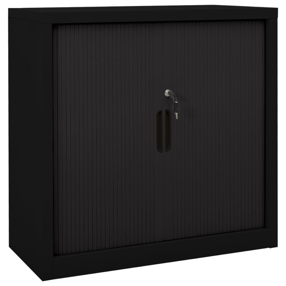 vidaXL Roldeurkast 90x40x90 cm staal zwart afbeelding 1