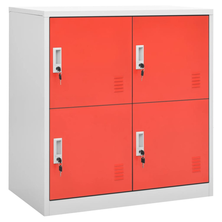 vidaXL Lockerkast 90x45x92,5 cm staal lichtgrijs en rood afbeelding 1