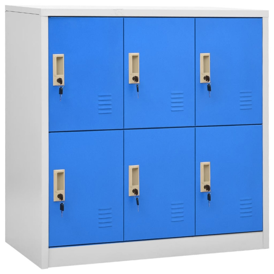 vidaXL Lockerkast 90x45x92,5 cm staal lichtgrijs en blauw afbeelding 1