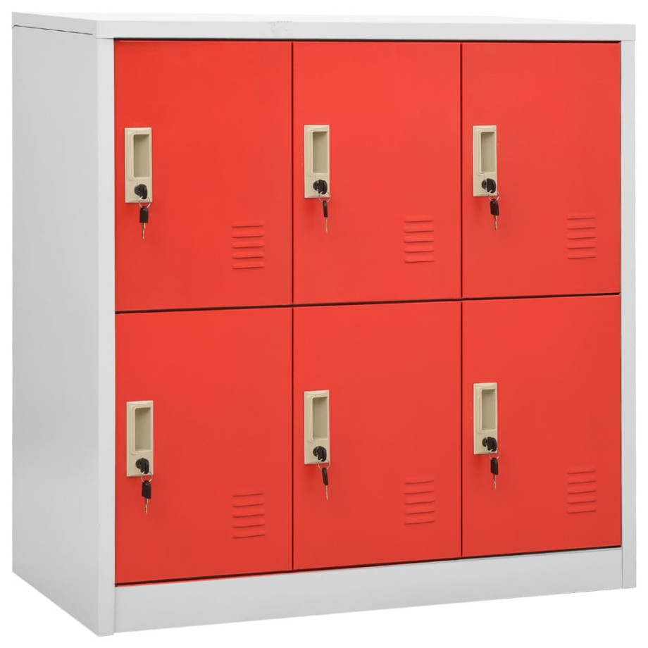 vidaXL Lockerkast 90x45x92,5 cm staal lichtgrijs en rood afbeelding 1