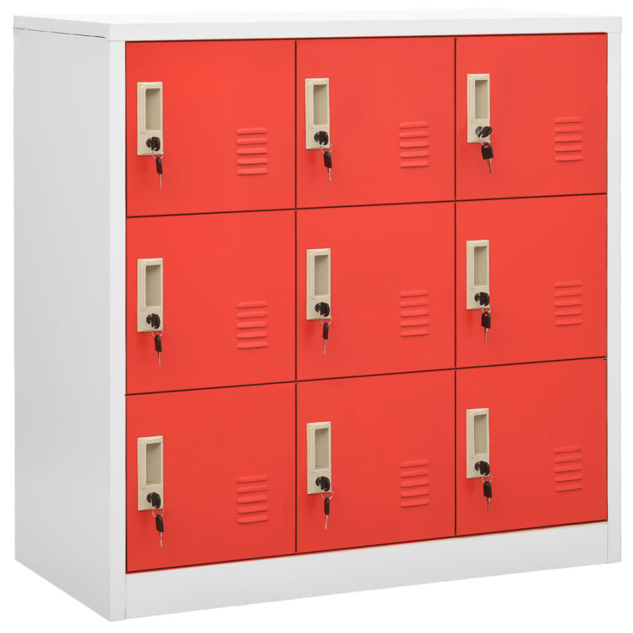 vidaXL Lockerkast 90x45x92,5 cm staal lichtgrijs en rood afbeelding 1