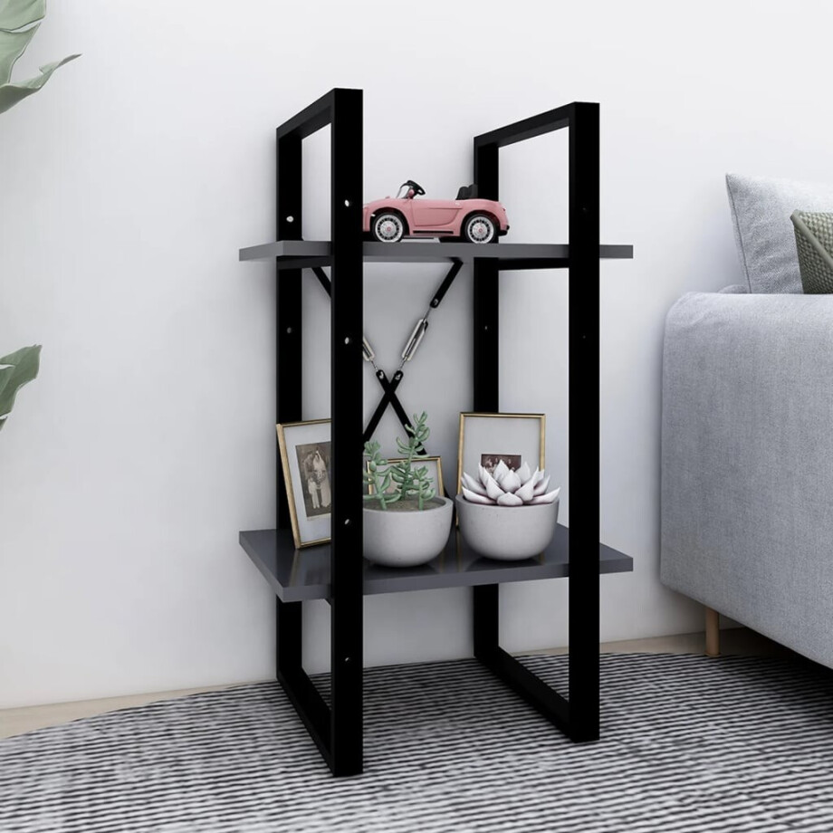 vidaXL Boekenkast met 2 schappen 40x30x70 cm bewerkt hout grijs afbeelding 1