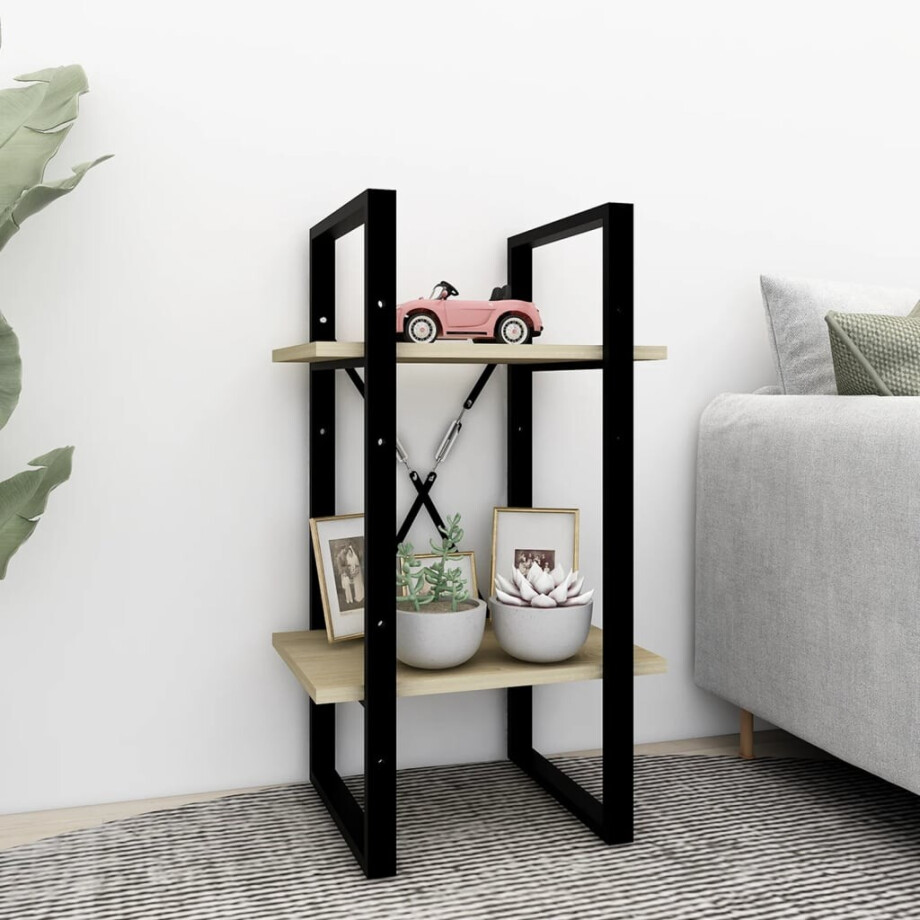 vidaXL Boekenkast met 2 schappen 40x30x70 cm bewerkt hout sonoma eiken afbeelding 1