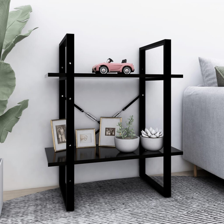 vidaXL Boekenkast met 2 schappen 60x30x70 cm bewerkt hout zwart afbeelding 1