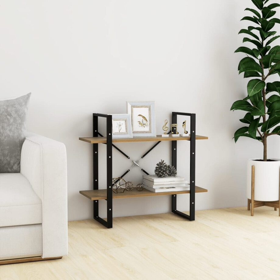 vidaXL Boekenkast met 2 schappen 80x30x70 cm massief grenenhout vidaXL Boekenkast met 2 schappen 80x30x70 cm massief grenenhout afbeelding 1