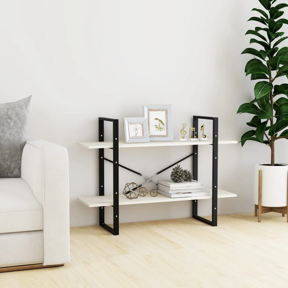 vidaXL Boekenkast met 2 schappen 100x30x70 cm massief grenenhout wit afbeelding 1