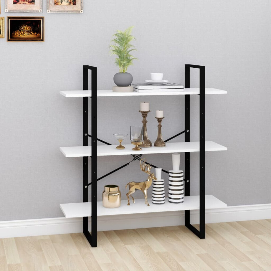 vidaXL Boekenkast 100x30x105 cm bewerkt hout wit vidaXL Boekenkast 100x30x105 cm bewerkt hout wit afbeelding 1