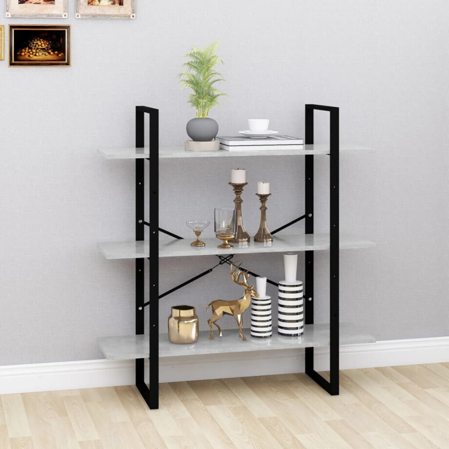 vidaXL Boekenkast 100x30x105 cm bewerkt hout betongrijs afbeelding 1