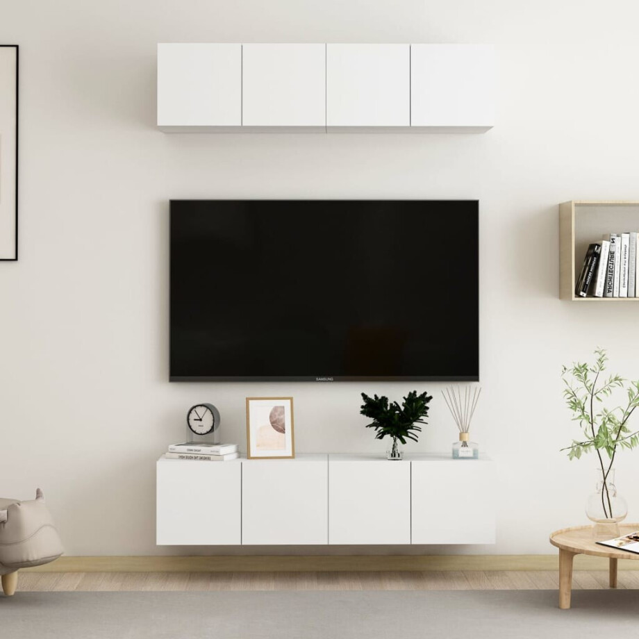 vidaXL Tv-meubelen 4 st 60x30x30 cm bewerkt hout wit afbeelding 1