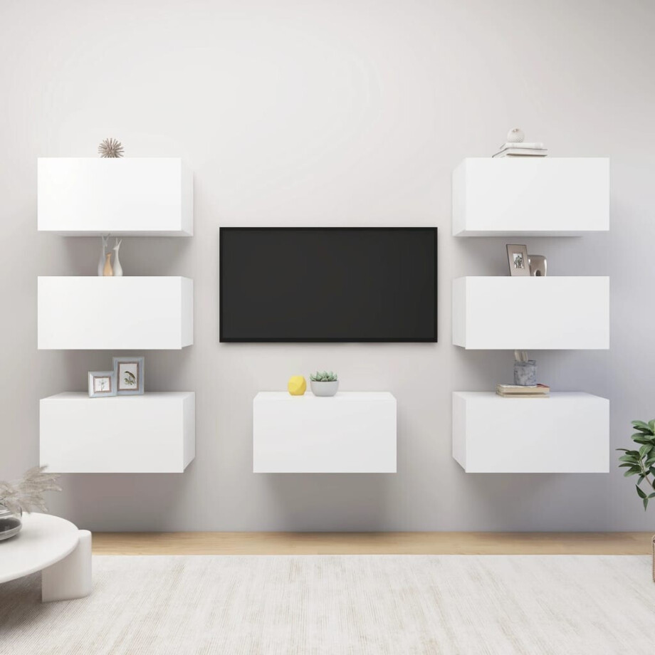 vidaXL Tv-meubelen 7 st 30,5x30x60 cm bewerkt hout wit afbeelding 1