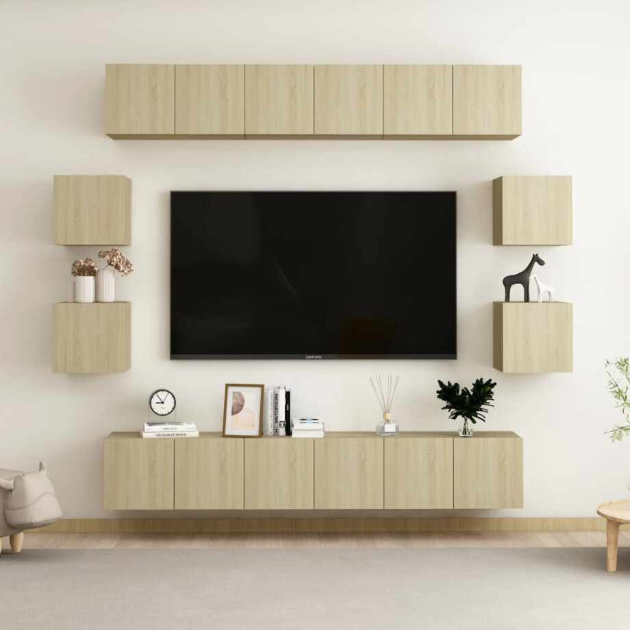 vidaXL 10-delige Tv-meubelset bewerkt hout sonoma eikenkleurig afbeelding 1