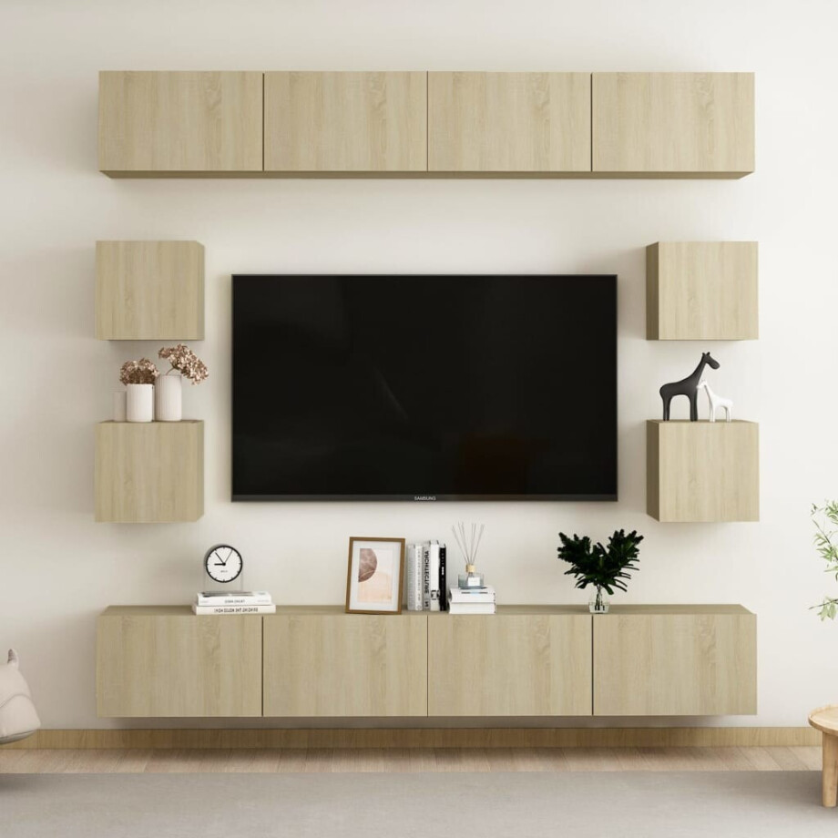 vidaXL 8-delige Tv-meubelset bewerkt hout sonoma eikenkleurig vidaXL 8-delige Tv-meubelset bewerkt hout sonoma eikenkleurig afbeelding 1