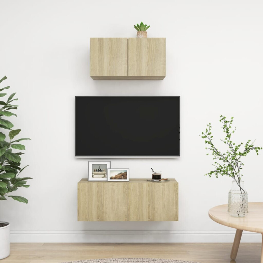 vidaXL 2-delige Tv-meubelset spaanplaat sonoma eikenkleurig afbeelding 1
