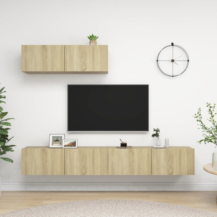 vidaXL Tv-meubelen 3 st bewerkt hout sonoma eikenkleurig afbeelding 1