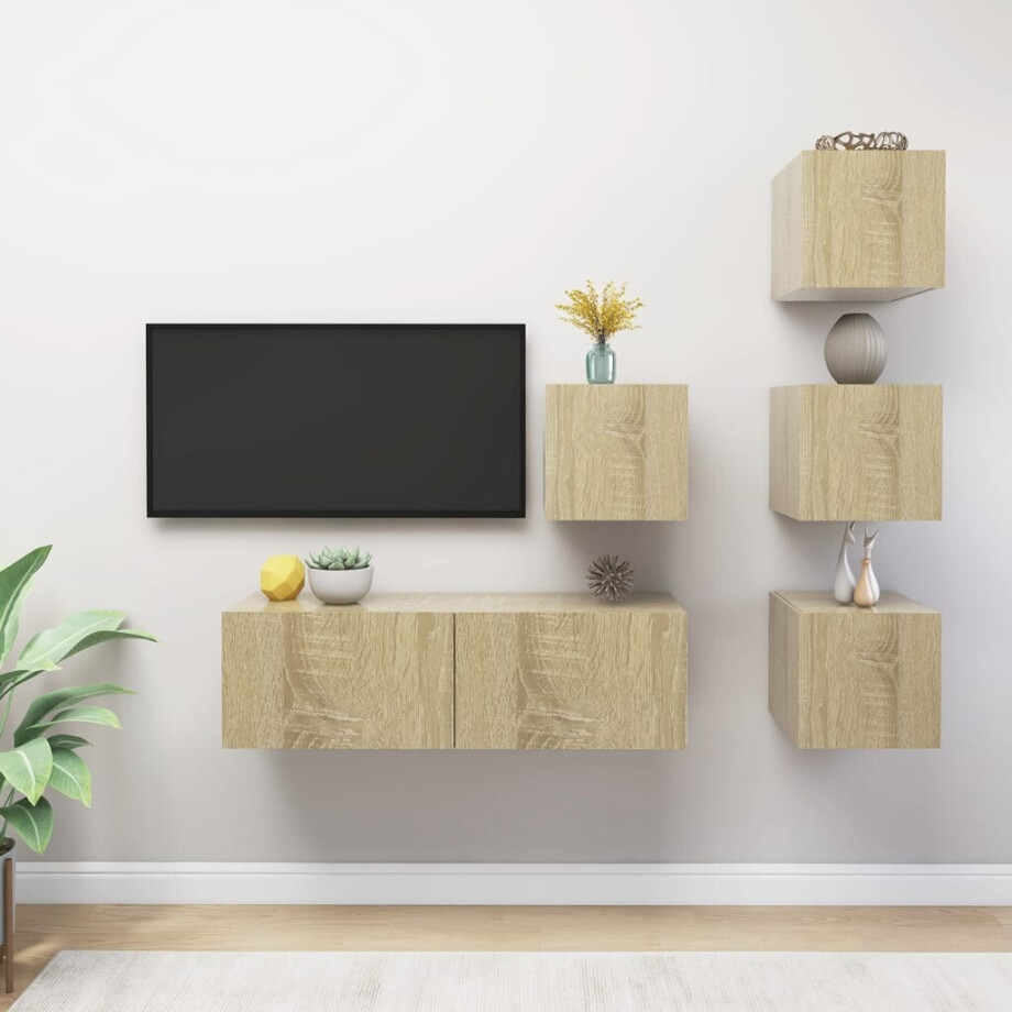 vidaXL 5-delige Tv-meubelset bewerkt hout sonoma eikenkleurig afbeelding 1
