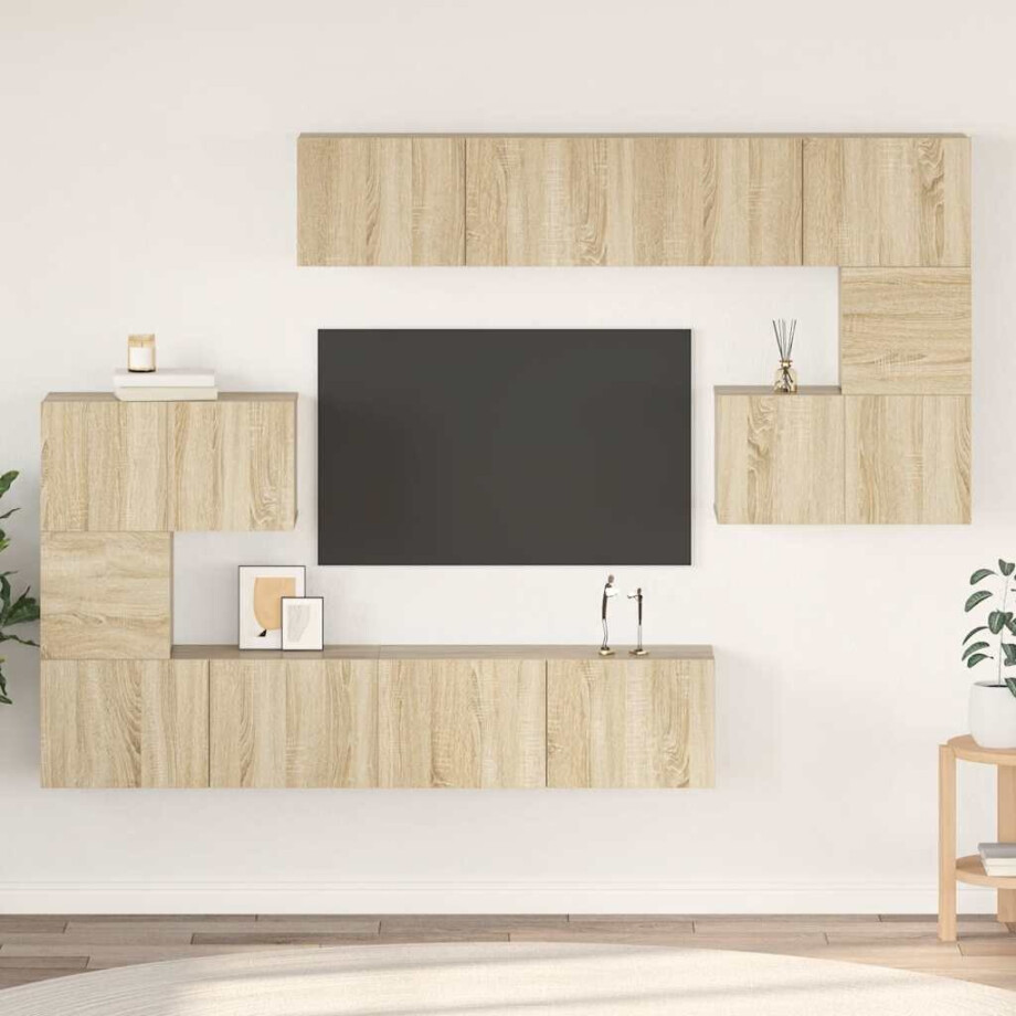 vidaXL 8-delige Tv-meubelset bewerkt hout sonoma eikenkleurig vidaXL 8-delige Tv-meubelset bewerkt hout sonoma eikenkleurig afbeelding 1