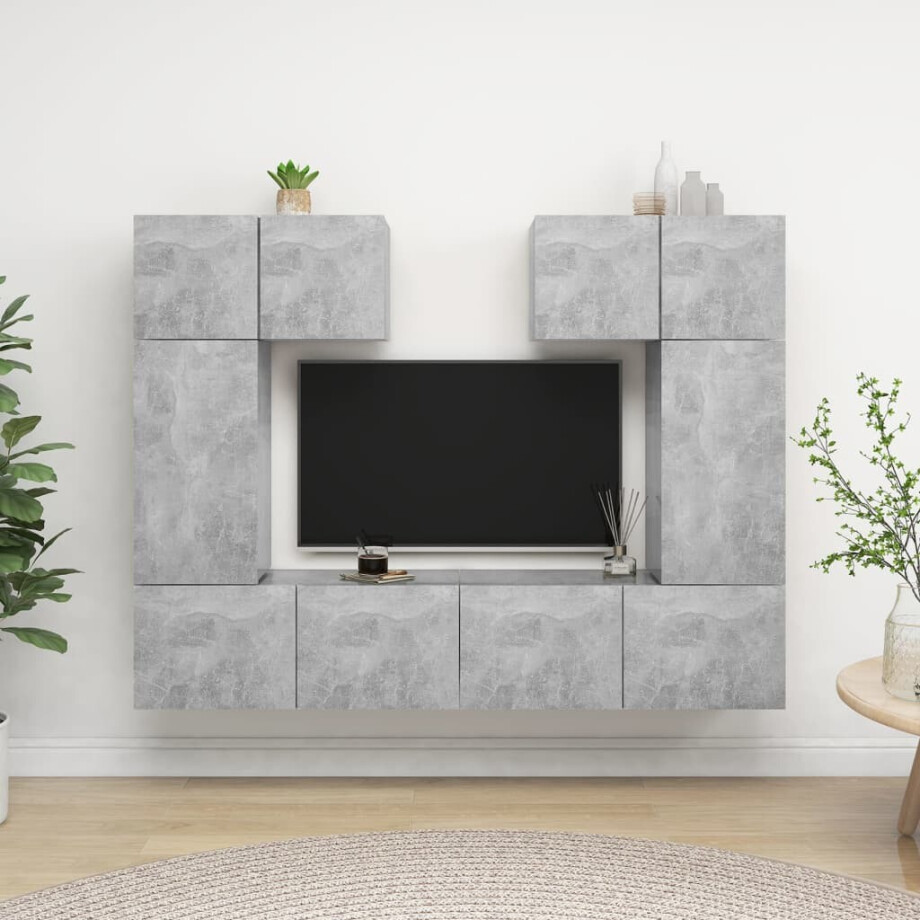 vidaXL 6-delige Tv-meubelset spaanplaat betongrijs afbeelding 1