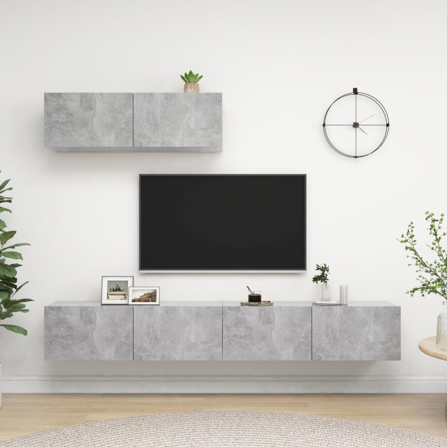 vidaXL Tv-meubelen 3 st bewerkt hout betongrijs afbeelding 1