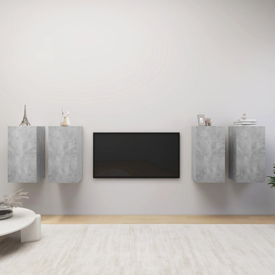 vidaXL Tv-meubelen 4 st 30,5x30x60 cm bewerkt hout betongrijs afbeelding 1