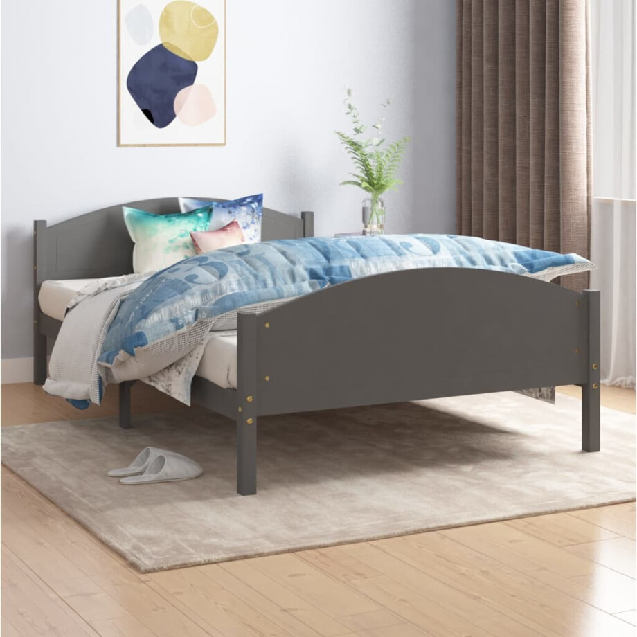 vidaXL Bedframe massief grenenhout donkergrijs 120x200 cm vidaXL Bedframe massief grenenhout donkergrijs 120x200 cm afbeelding 1