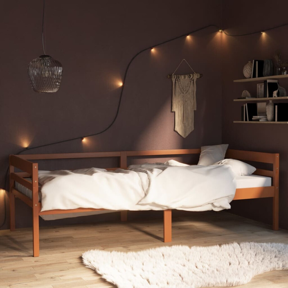 vidaXL Bedframe massief grenenhout honingbruin 90x200 cm afbeelding 1