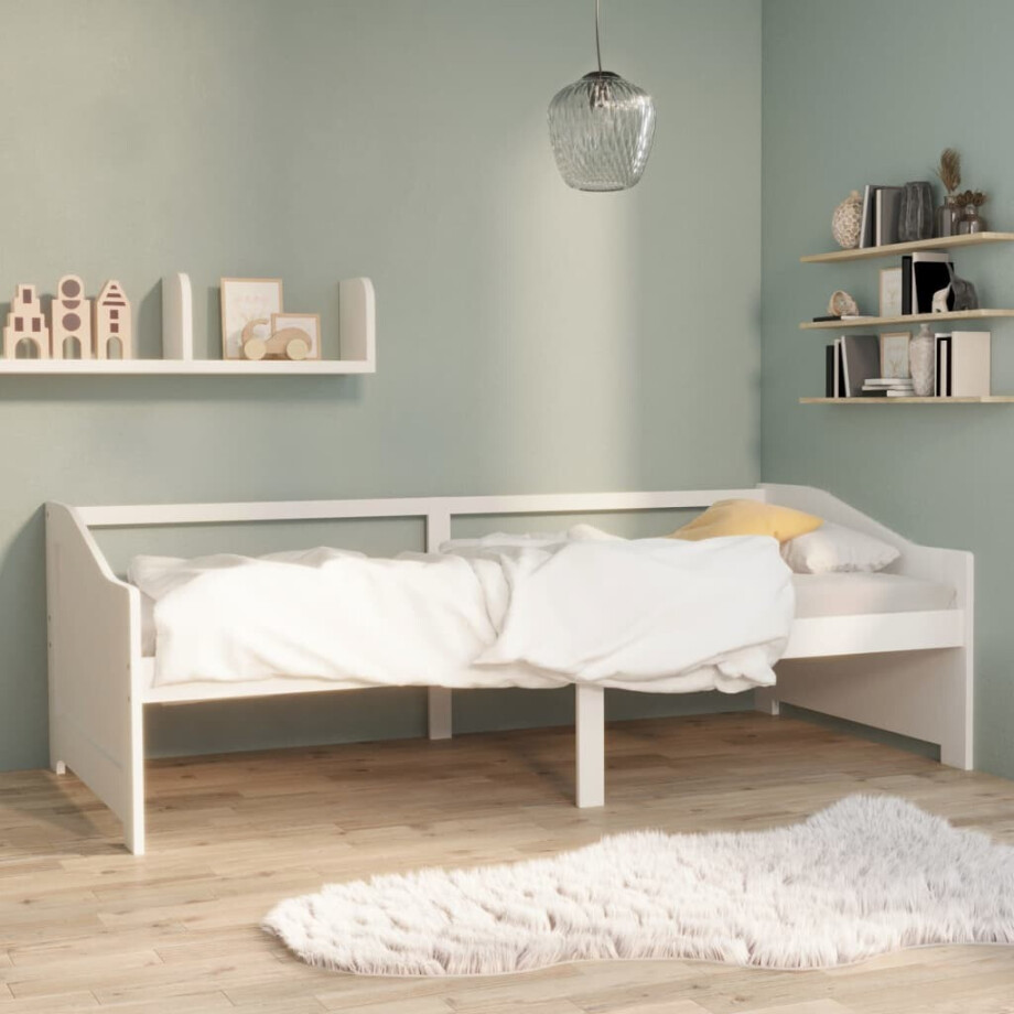 vidaXL Bedbank 3-zits massief grenenhout 90x200 cm wit vidaXL Bedbank 3-zits massief grenenhout 90x200 cm wit afbeelding 1